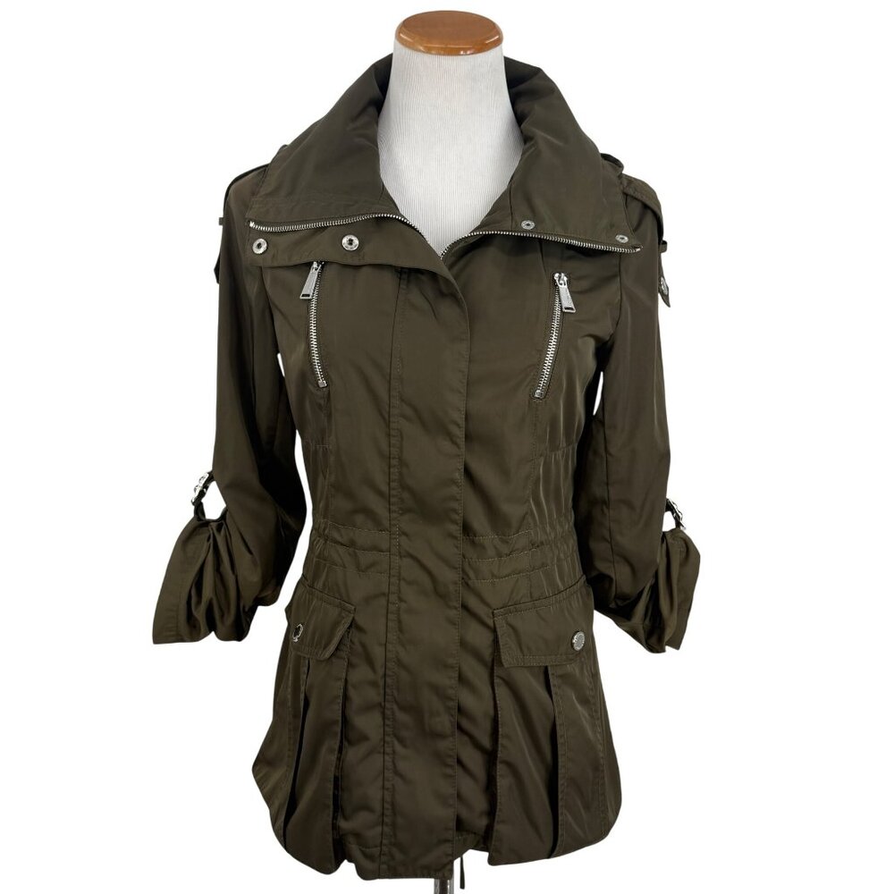 BCBGeneration Utility Military Anorak Parka Jacket Olive Green Gorpcore Armycore - Picture 6 of 16